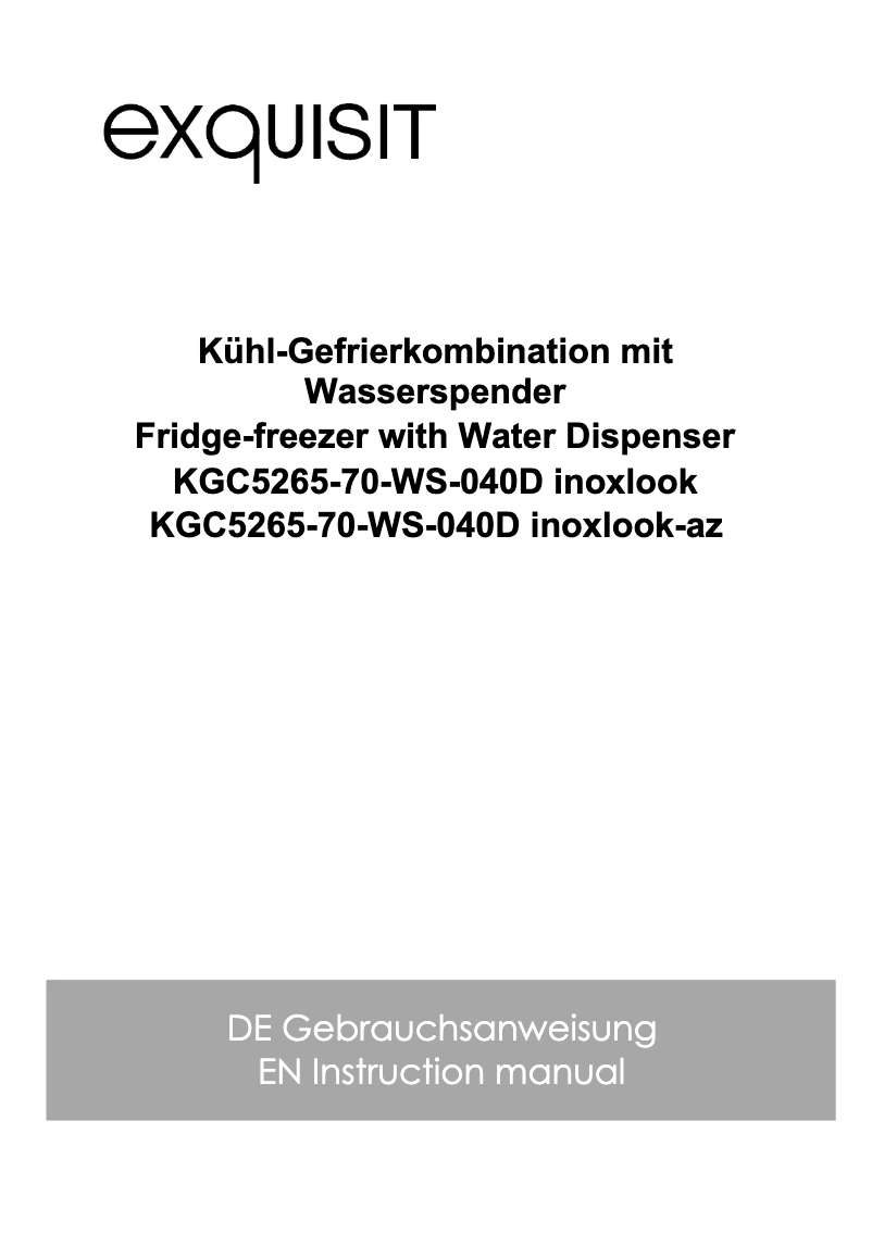First page image of the manual for KGC5265-70-WS-040D