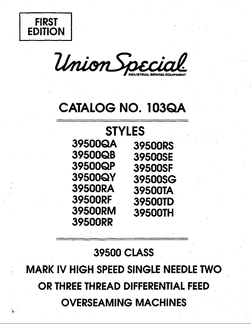 Page 1 de la notice Manuel utilisateur Union Special 39500SG