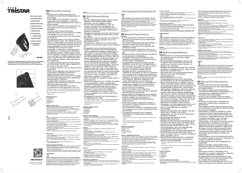 Page n°1 - Manuel utilisateur TriStar MX-4201