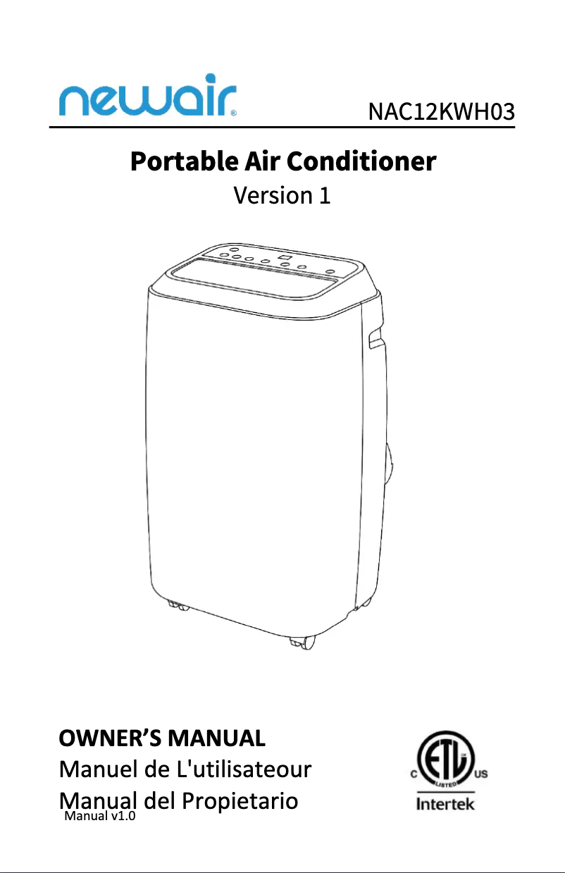 Page 1 de la notice Manuel utilisateur NewAir NAC12KWH03