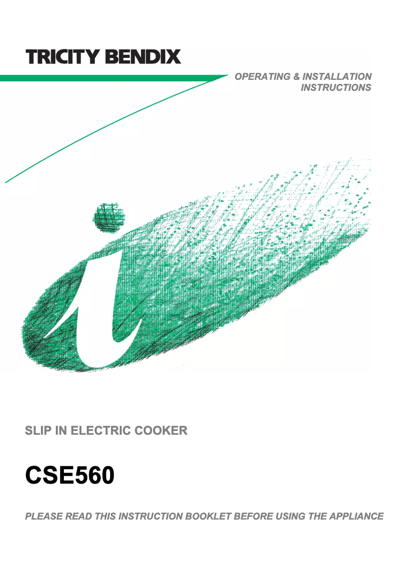 Page 1 de la notice Manuel utilisateur Tricity Bendix CSE560W