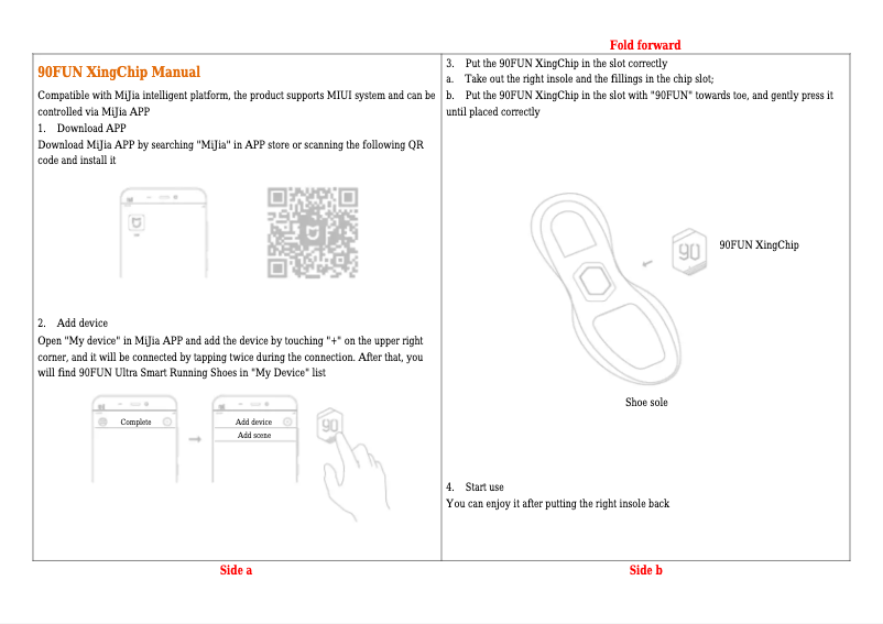 Page 1 de la notice Manuel utilisateur Xiaomi RunMi 90 Points Ultra Smart Running Shoes