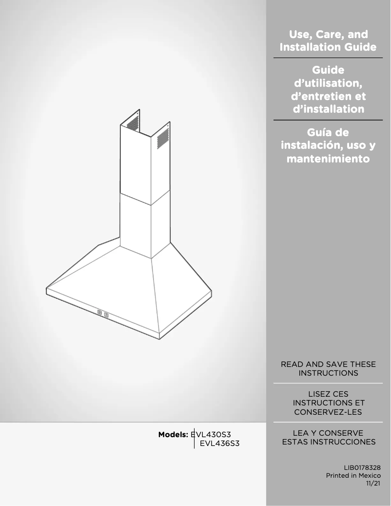 Page 1 de la notice Guide d'installation Elica Volterra EVL436S2