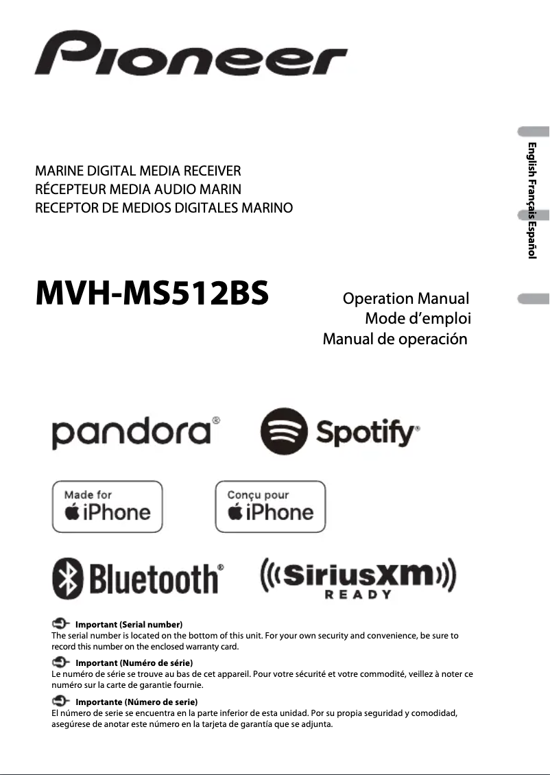 Página 1 del manual Manual de usuario Pioneer MVH-MS512BS