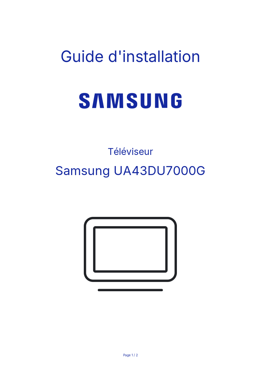 Image de la première page du manuel de l'appareil UA43DU7000G