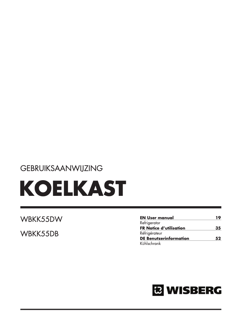 Page 1 de la notice Manuel utilisateur Wisberg WBKK55DB