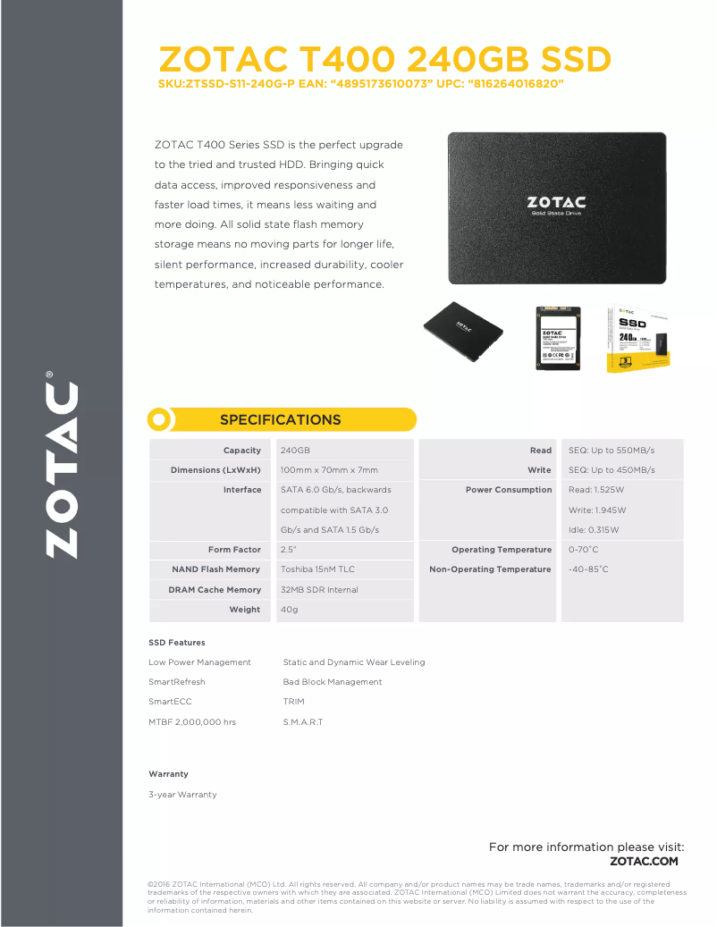 Page 1 de la notice Manuel utilisateur Zotac Zone Touch T400
