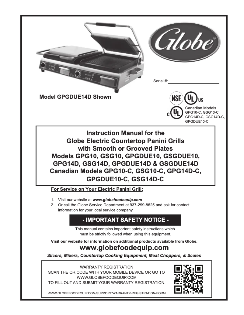 Page 1 de la notice Manuel utilisateur Globe GPGDUE10