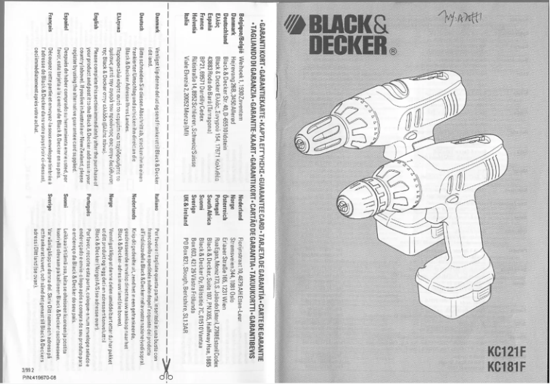 Page 1 de la notice Manuel utilisateur Black & Decker KC181FK
