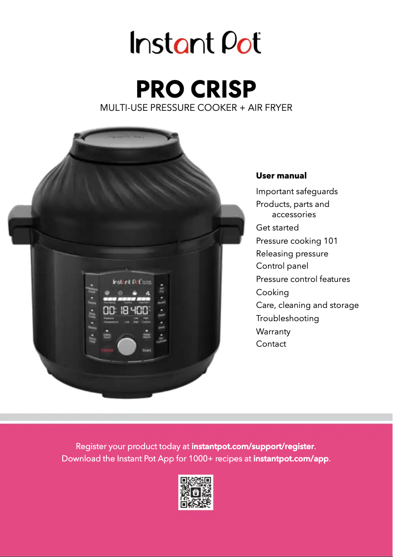 Página 1 del manual Manual de usuario Instant Pot Pro Crisp