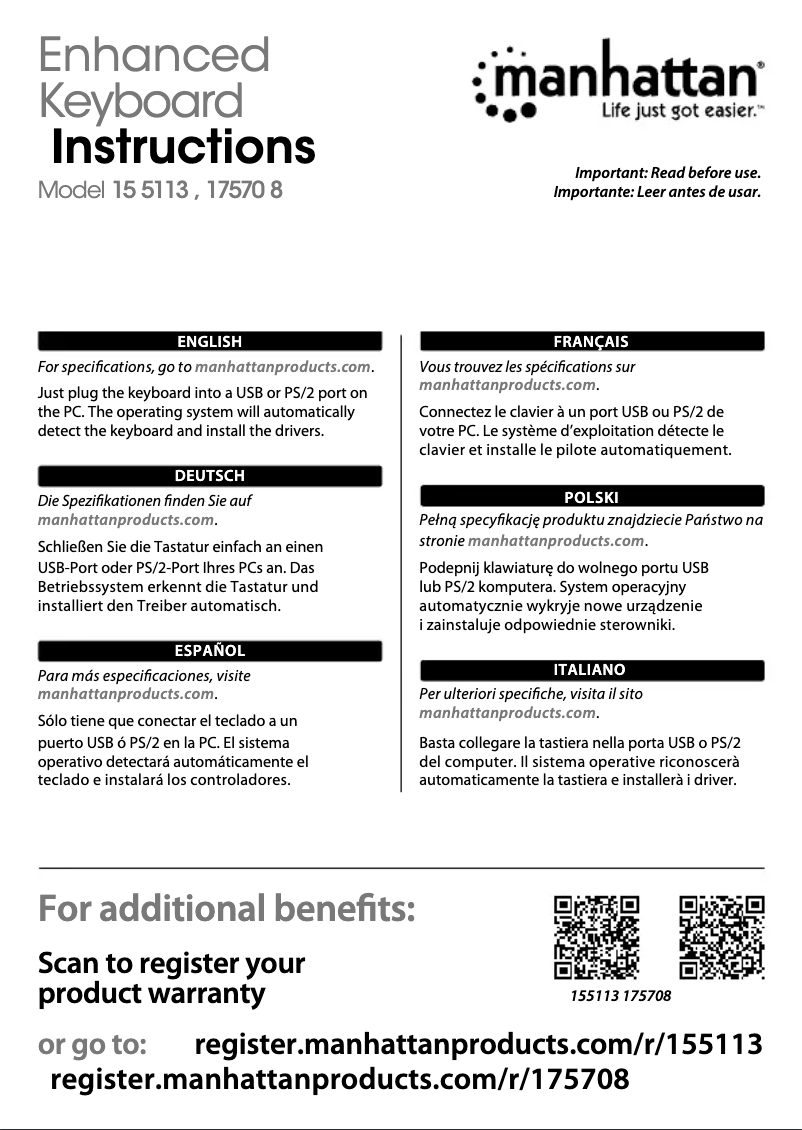 Page 1 de la notice Manuel utilisateur Manhattan 155113