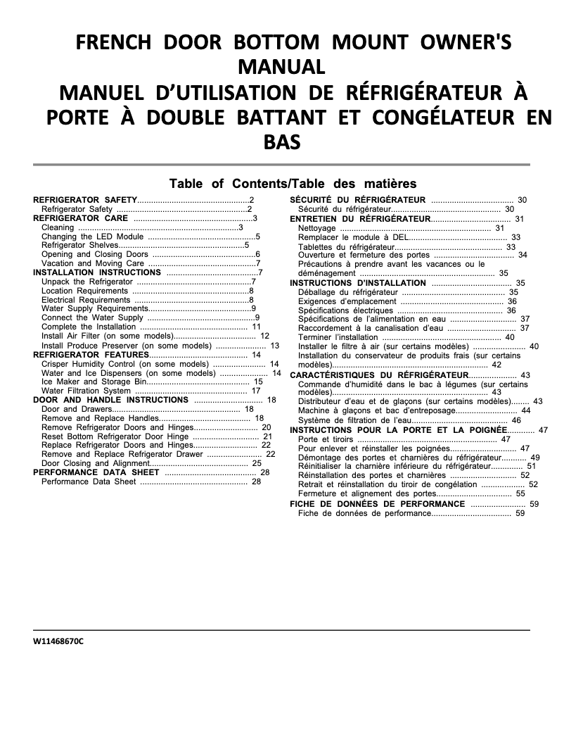 Page 1 de la notice Guide d'installation Whirlpool WRF535SWHB
