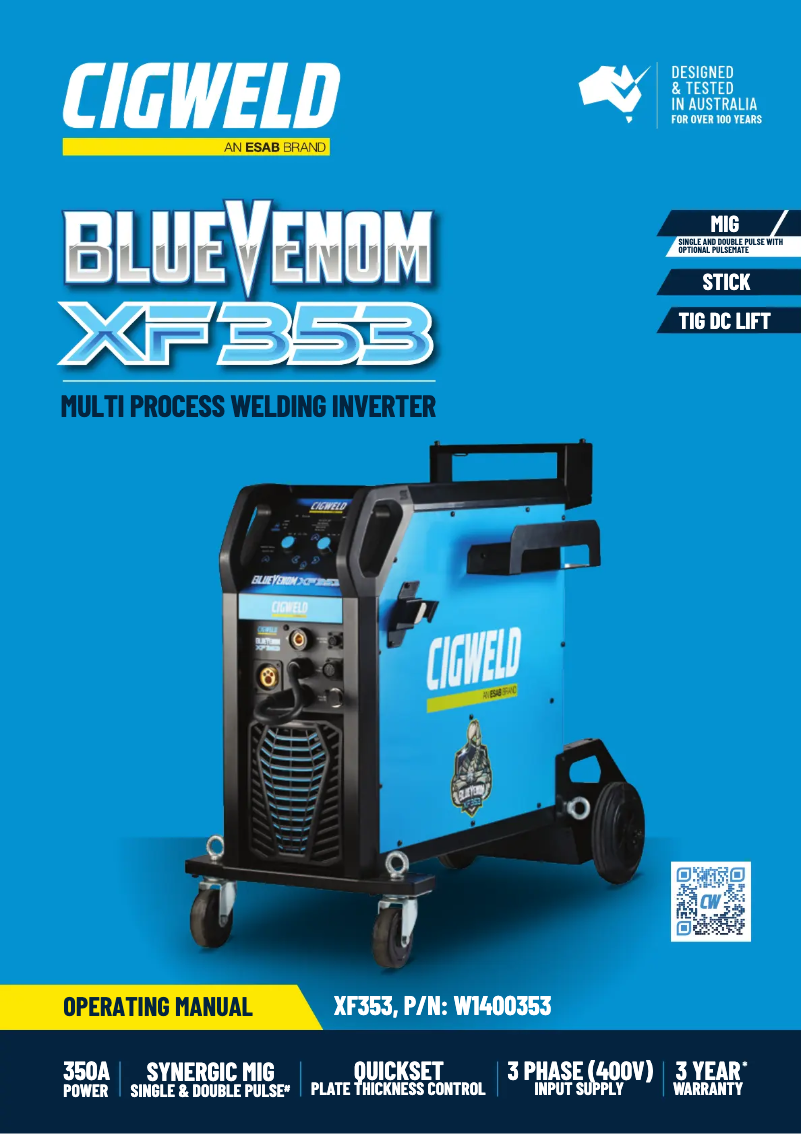 Page n°1 - Manuel utilisateur Cigweld BlueVenom XF353