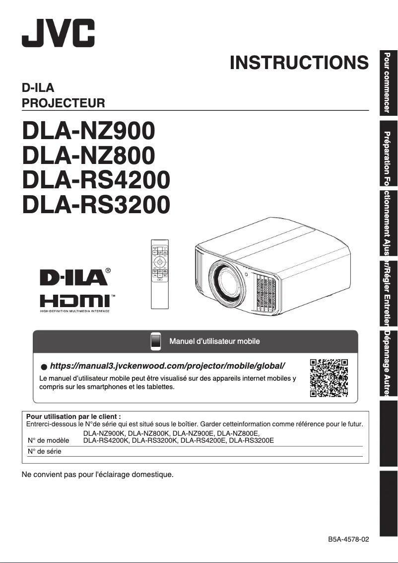 Page n°1 - Manuel utilisateur JVC DLA-NZ800