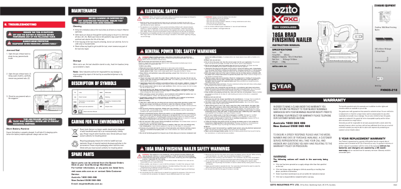 Página 1 del manual Manual de usuario Ozito PXNGS-218