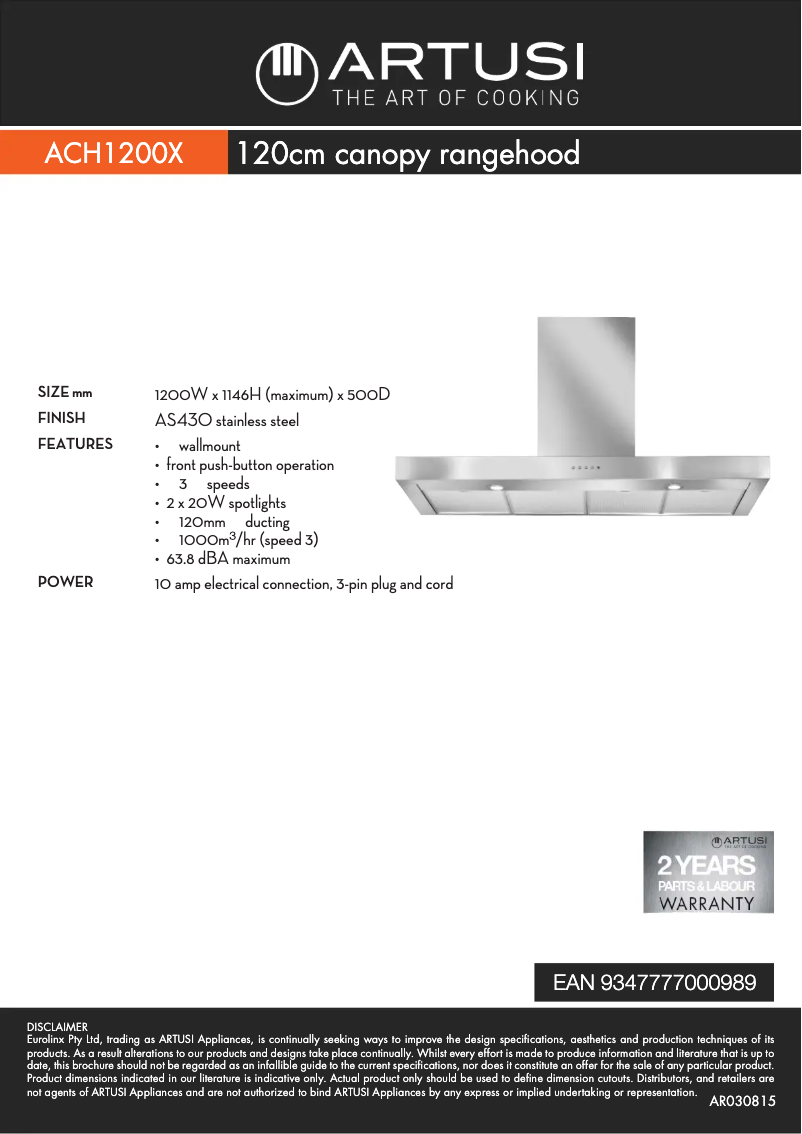 Image de la première page du manuel de l'appareil ACH1200X