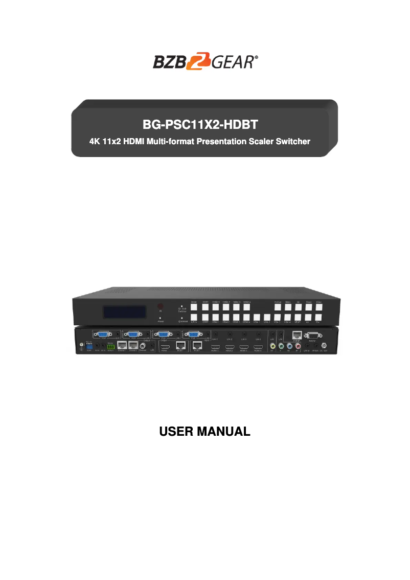 Page n°1 - Manuel utilisateur BZBGear BG-PSC11X2-HDBT