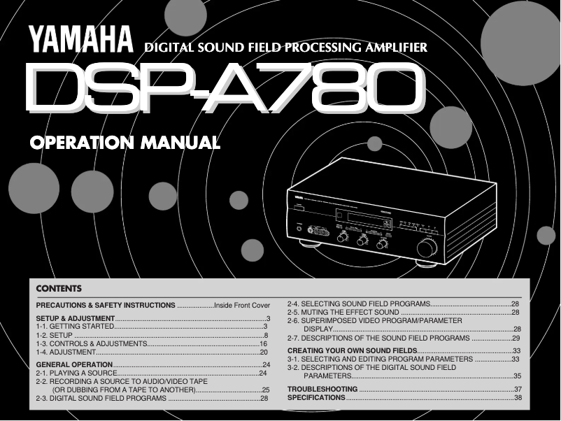 Page 1 de la notice Manuel utilisateur Yamaha DSP-A780