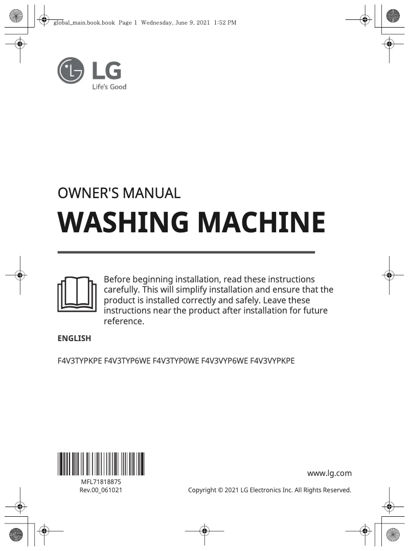 Página 1 del manual Manual de usuario LG F4V3TYP0WE