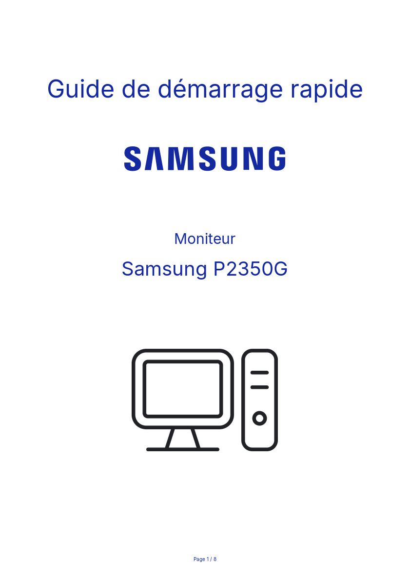 Page n°1 - Guide de démarrage rapide Samsung P2350G
