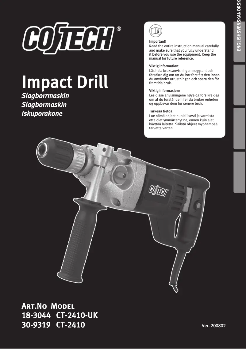 Page n°1 - Manuel utilisateur Cotech CT-2410