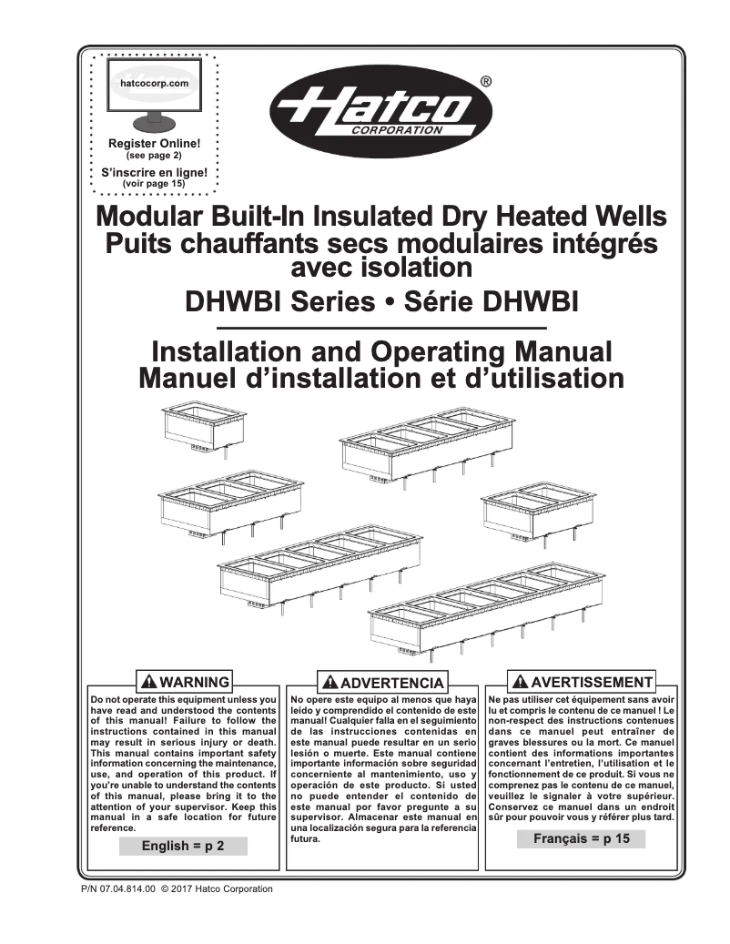 Page n°1 - Manuel utilisateur Hatco DHWBI-4