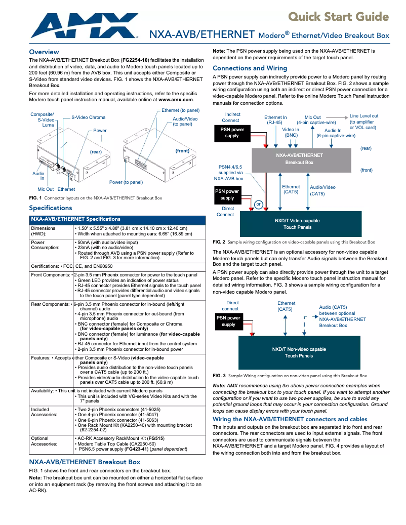 Page 1 de la notice Manuel utilisateur AMX NXA-AVB/ETHERNET