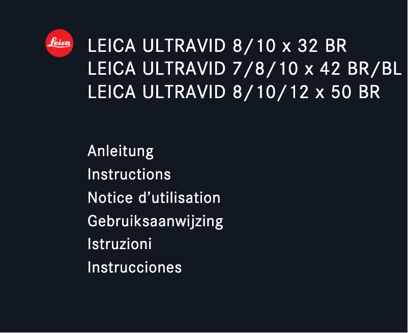 Page 1 de la notice Manuel utilisateur Leica Ultravid 10x50 HD-Plus