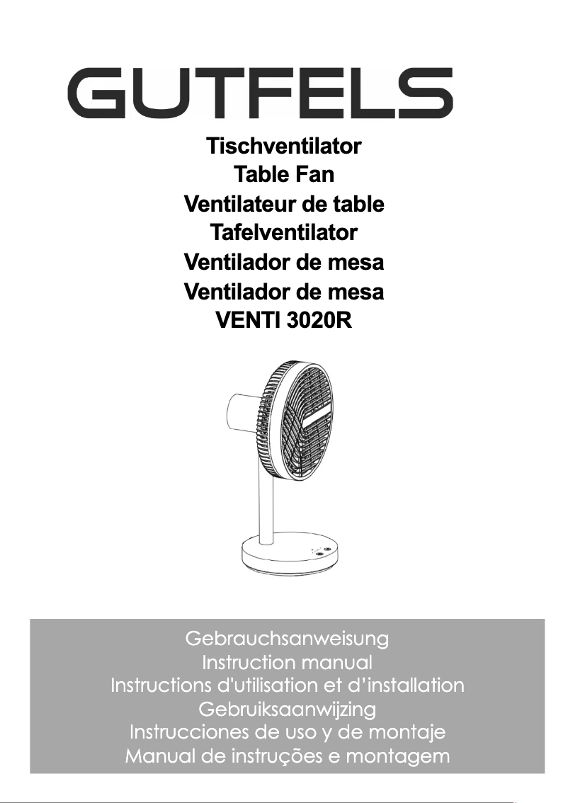 Page n°1 - Manuel utilisateur GUTFELS VENTI 3020 R