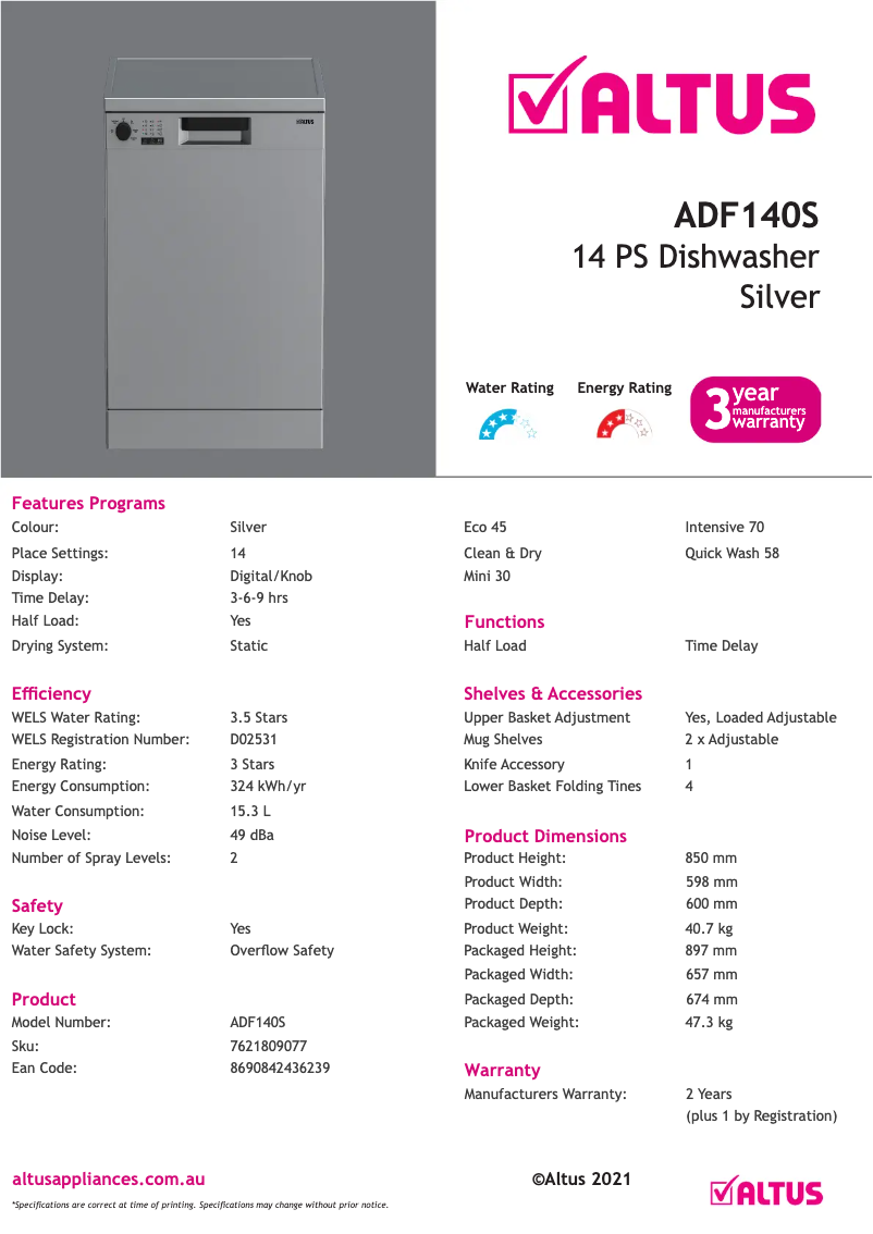 Image de la première page du manuel de l'appareil ADF140S