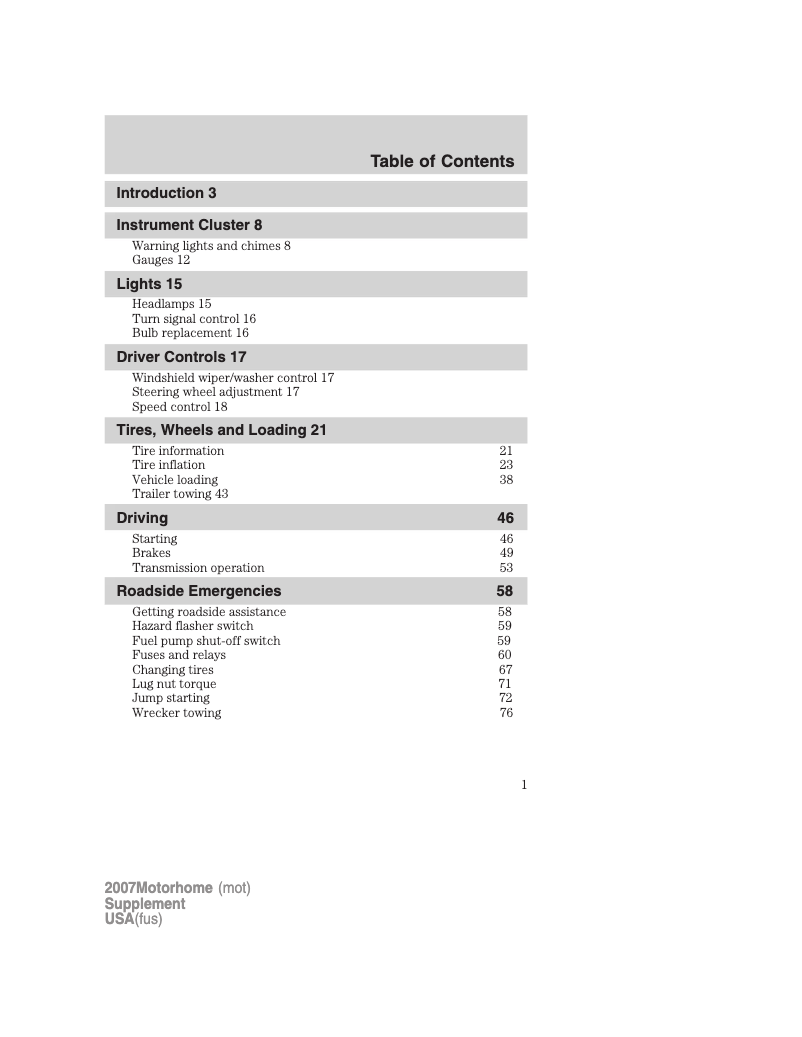 Image de la première page du manuel de l'appareil F-53 Motorhome Chassis (2007)