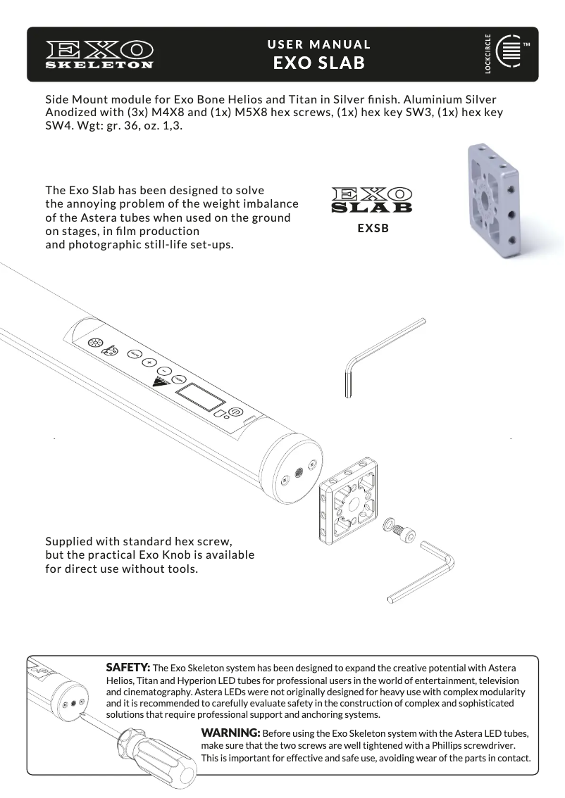 Image de la première page du manuel de l'appareil Exo Slab