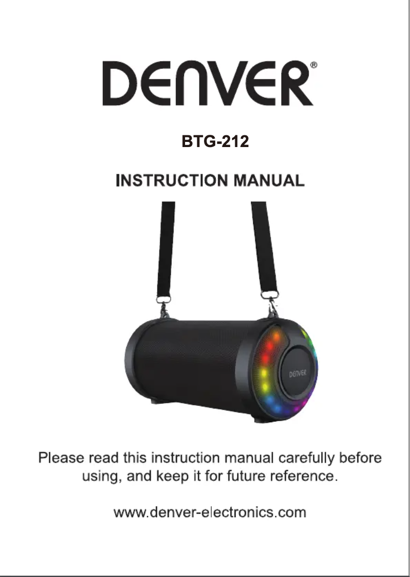 Page 1 de la notice Manuel utilisateur Denver BTG 212