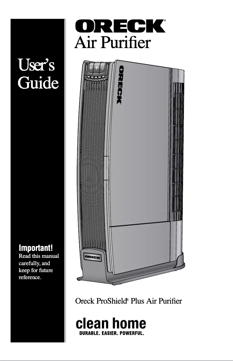 Page 1 de la notice Manuel utilisateur Oreck AIR12GU
