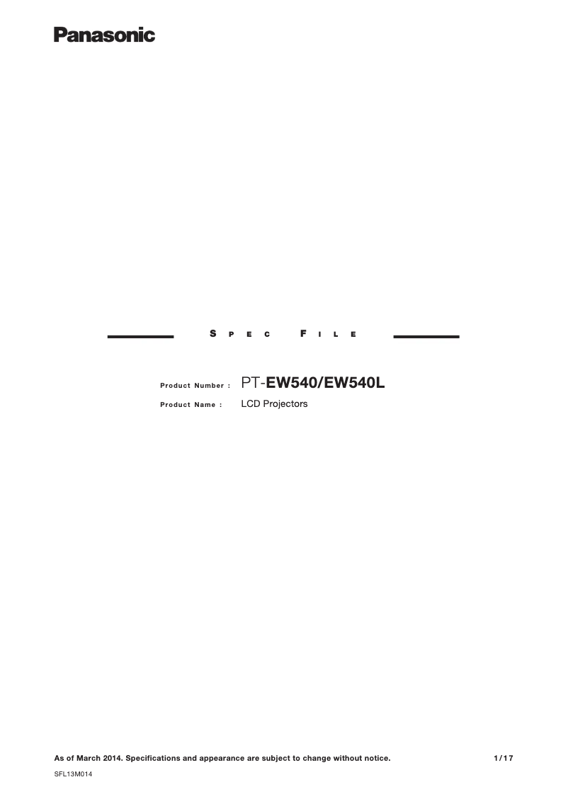 Image de la première page du manuel de l'appareil PT-EW540U