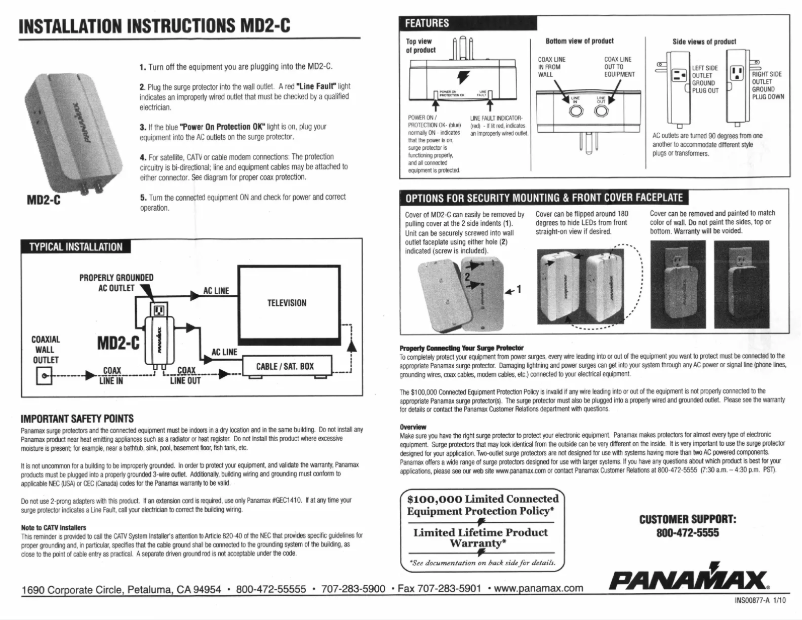 Página 1 del manual Manual de usuario Panamax MD2-C