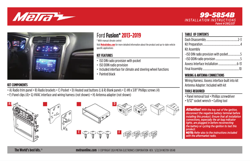 Page n°1 - Manuel utilisateur AXESS 99-5854B