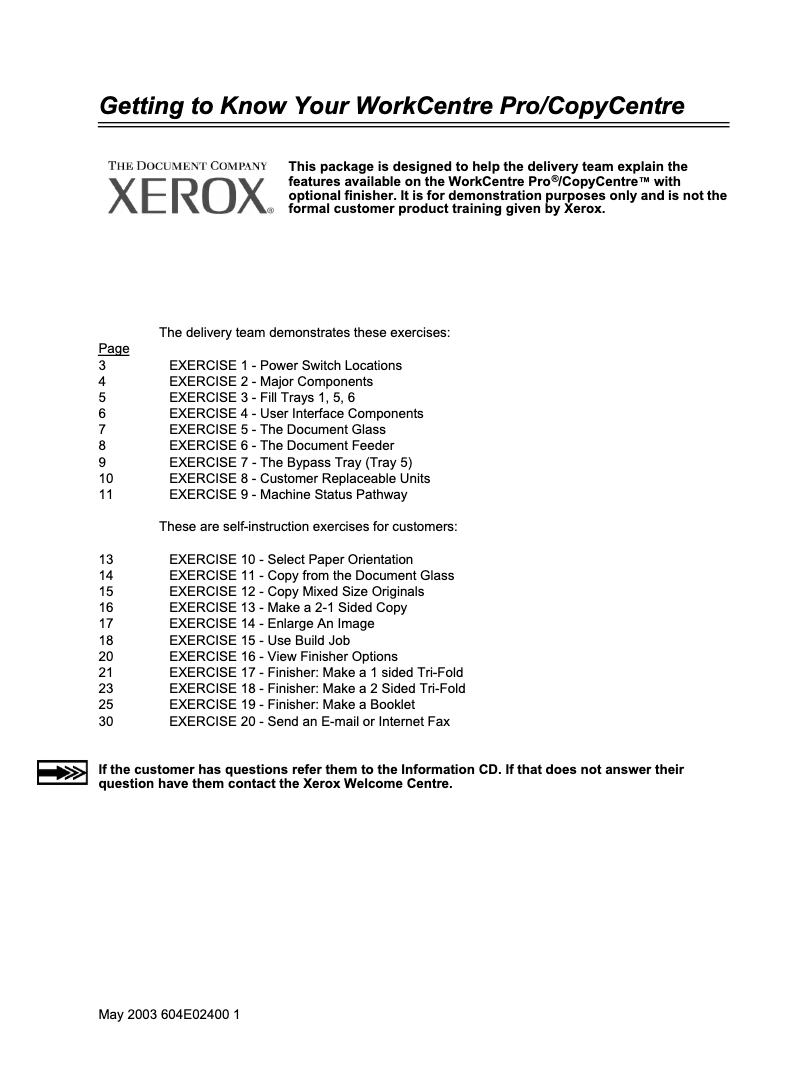 Page 1 de la notice Guide de démarrage rapide Xerox WorkCentre Pro 90