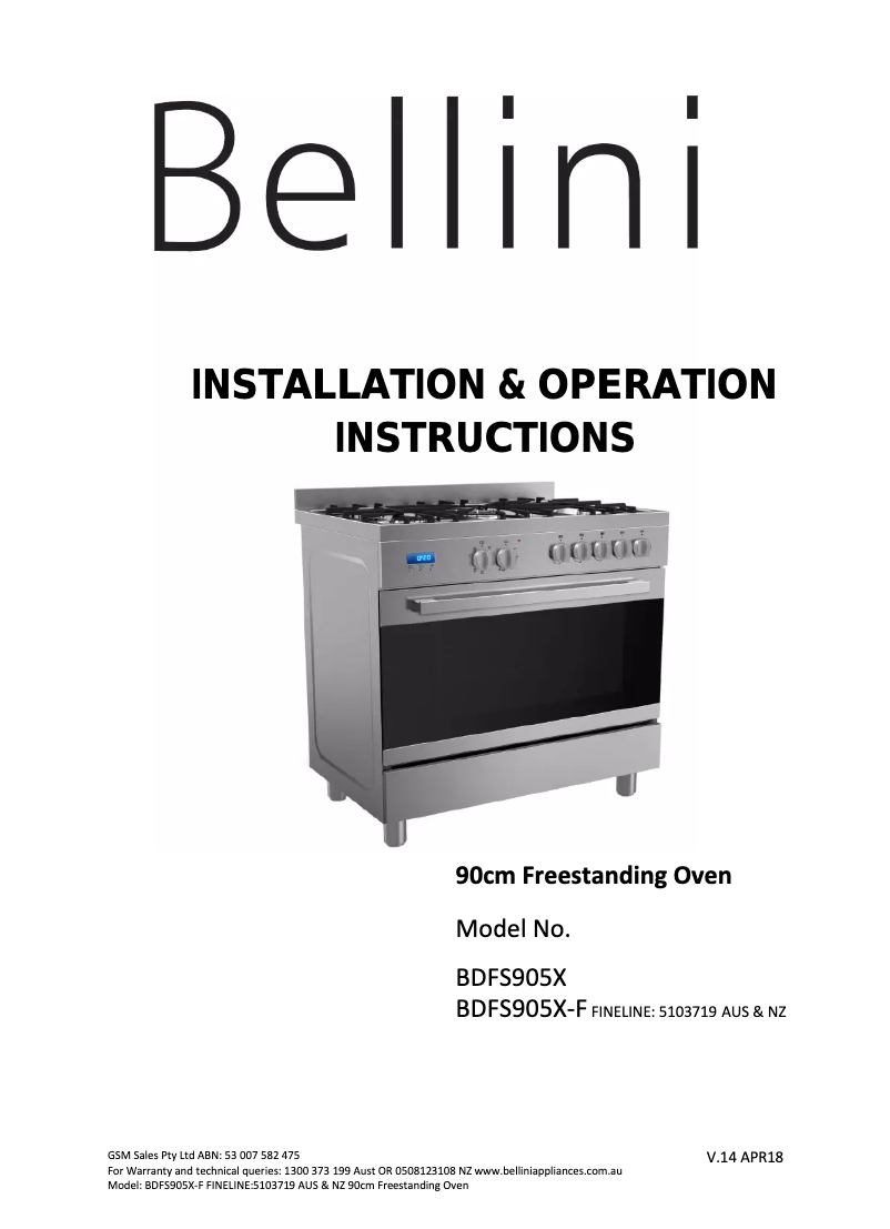 Page n°1 - Manuel utilisateur Bellini BDFS905X