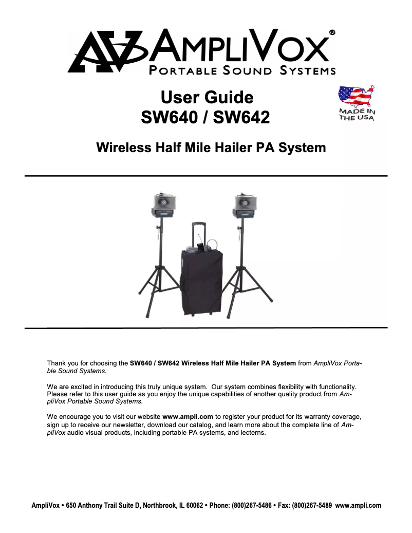 Page 1 de la notice Manuel utilisateur AmpliVox SW642