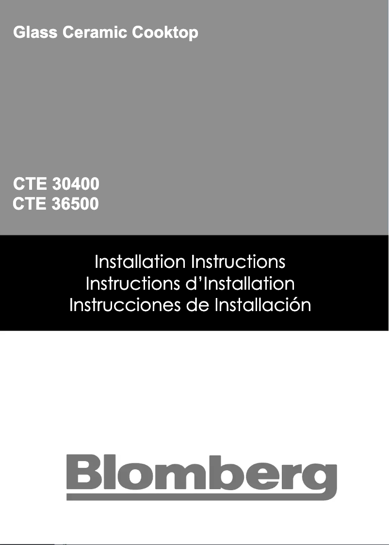 Page n°1 - Guide d'installation Blomberg CTE30400