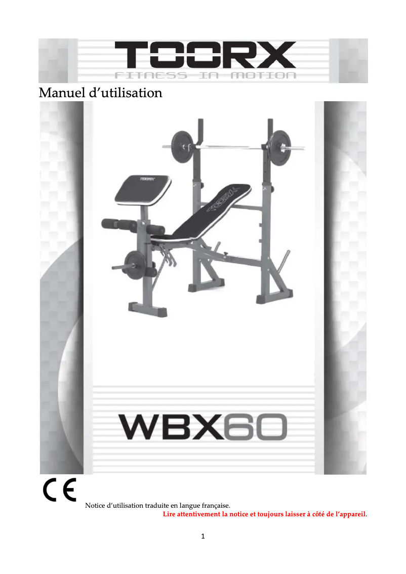 Image de la première page du manuel de l'appareil WBX-60