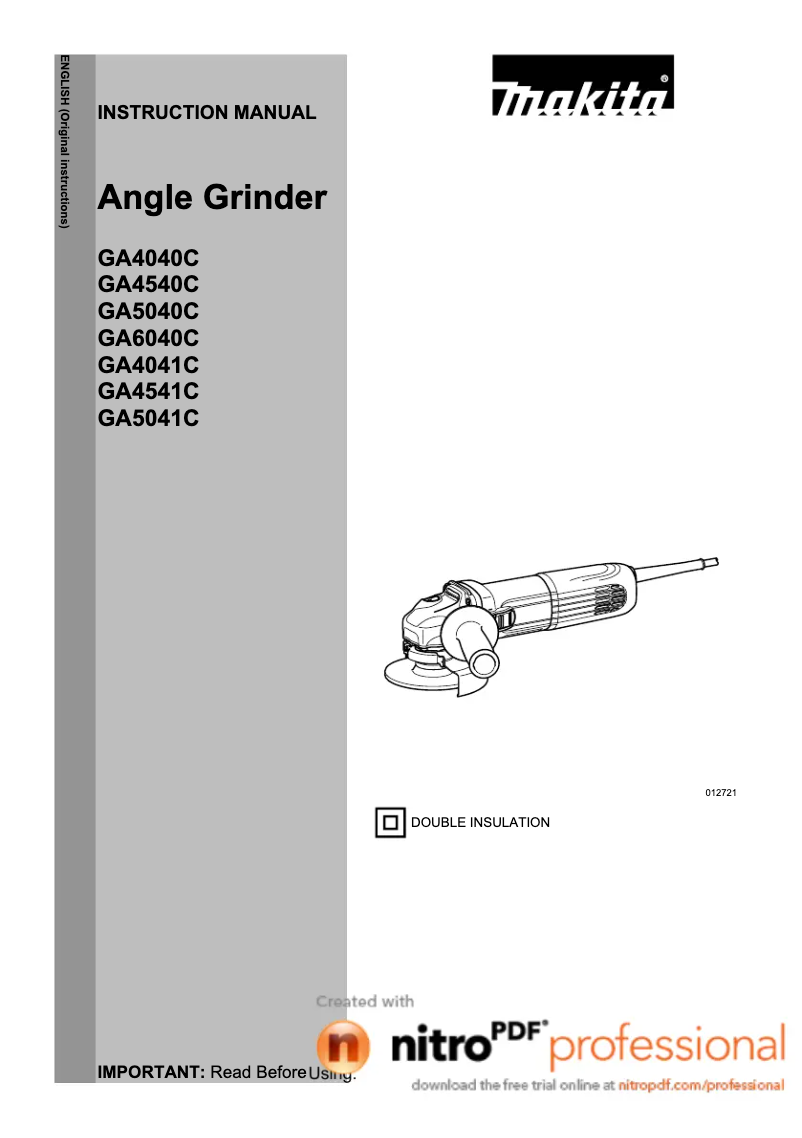 Page 1 de la notice Manuel utilisateur Makita GA4541CT01