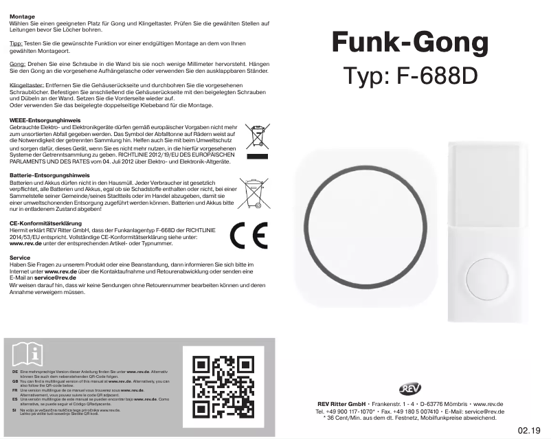 Page 1 de la notice Manuel utilisateur REV F-688D