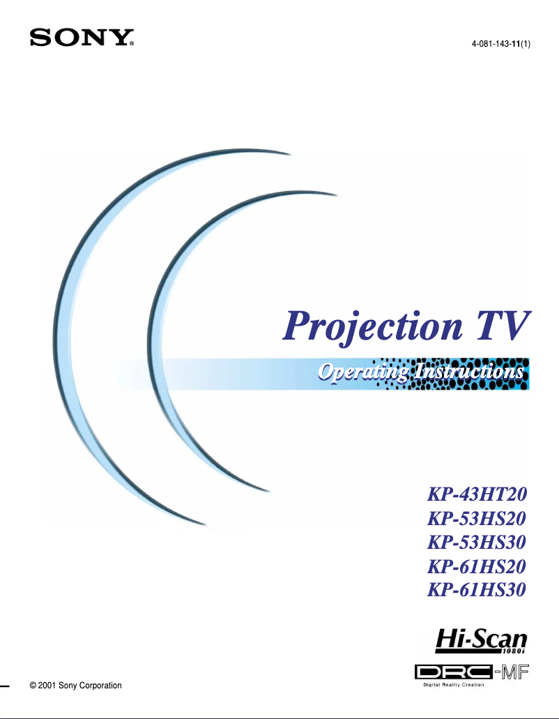 Page 1 de la notice Manuel utilisateur Sony KP-53HS20