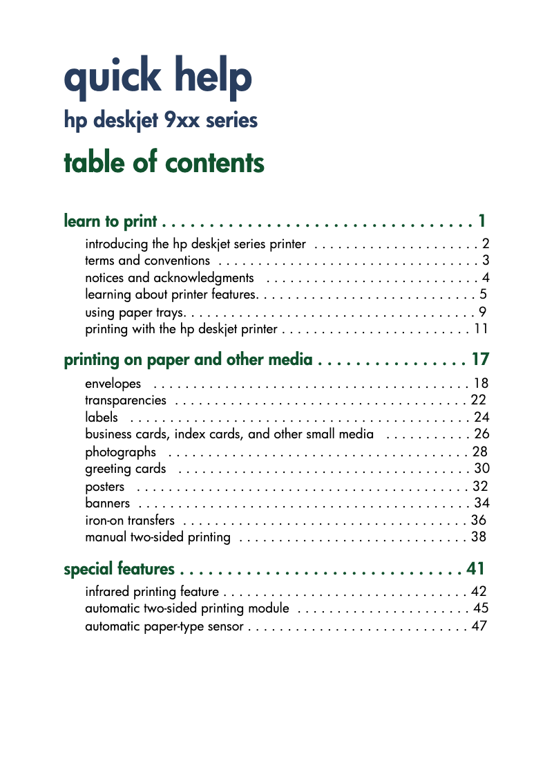 Page n°1 - Manuel utilisateur HP Deskjet 990cxi