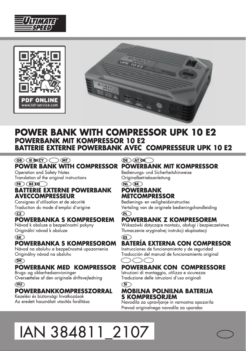 Page n°1 - Manuel utilisateur Ultimate Speed UPK 10 E2