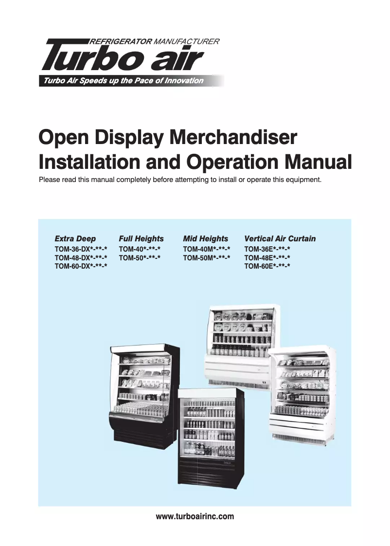Página 1 del manual Manual de uso y mantenimiento Turbo air TOM-50S