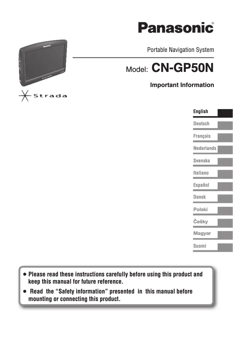 Page 1 de la notice Manuel utilisateur Panasonic CN-GP50N