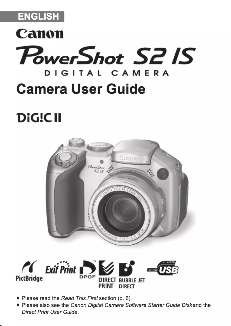 Page 1 de la notice Manuel utilisateur Canon PowerShot S2 IS